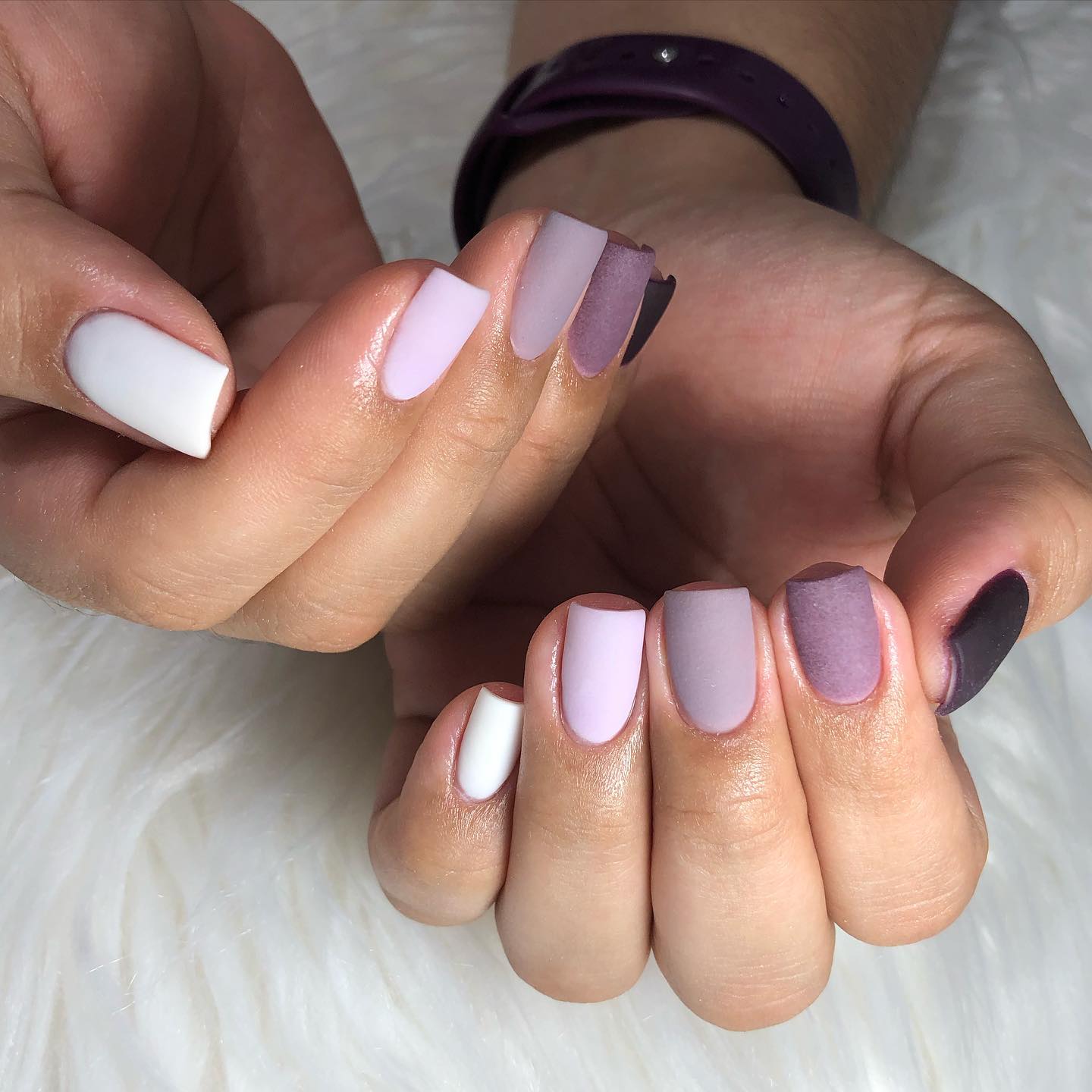 Short Contrasting Matte Nails