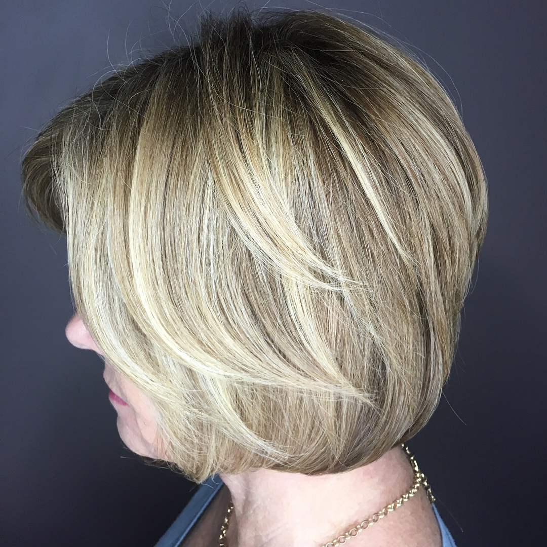 50+ Chin-Length Layered Bob